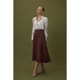 Sateen Kemerli Saten Etek - Kahve