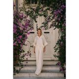 Sateen Keten Karışımlı Pantolon, 38, STN139KPA1827, Taş, Kadın