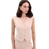 Sateen Klasik Kısa Yelek, 38, STN139KYE1892, Bej, Kadın