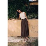 Sateen Kloş Etek - Kahve