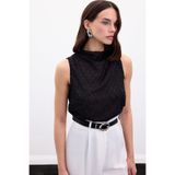 Sateen Kolsuz Dokulu Bluz - Siyah