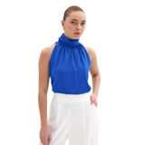 Sateen Kolsuz Salaş Bluz Saks Mavisi, 42, STN139KBL362, Saks Mavisi, Kadın
