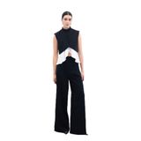 Sateen Kontrast Bol Pantolon, 40, STN139KPA1759, Siyah, Kadın
