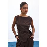 Sateen Lena Bluz - Kahve