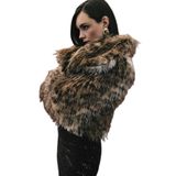 Sateen Leopar Desenli Kürk Kaban, 36, Leopar Desenli Kürk, Kahve, Kadın