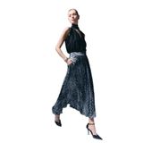 Sateen Leopar Desenli Uzun Etek, 36, STN139KET1957, Siyah, Kadın