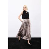 Sateen Leopar Desenli Uzun Etek - Kahve - 36
