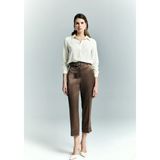 Sateen Lisa Saten Duble Paça Pantolon - Kahve - 42