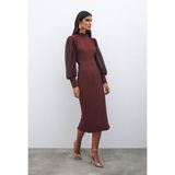Sateen Midi Boy Kalem Etek - Kahve - 38