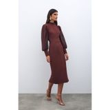 Sateen Midi Boy Kalem Etek - Kahve
