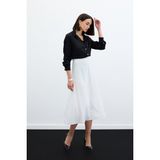 Sateen Midi Boy Saten Etek - Ekru - 38