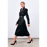 Sateen Midi Boy Saten Etek - Siyah - 38