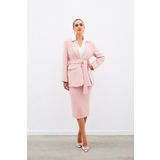 Sateen Midi Boy Tüvit Etek - PUDRA