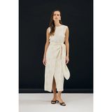 Sateen Nakış Detaylı Uzun Etek - Taş - 42