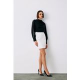 Sateen Omuz Aksesuarlı Bluz - SİYAH