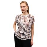 Sateen Pileli Kolsuz Bluz, 36, STN139KBL1988, Kahve, Kadın