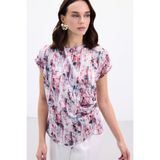 Sateen Pileli Kolsuz Bluz, 40, STN139KBL1988, Bordo, Kadın