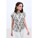 Sateen Pileli Kolsuz Bluz İndigo, 36, STN139KBL1988, İndigo, Kadın