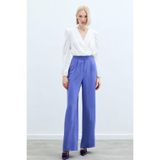 Sateen Pileli Krep Pantolon, 36, STN139KPA975, Mor, Kadın