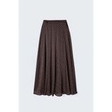 Sateen Puantiyeli Uzun Etek - Kahve