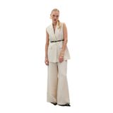 Sateen Salaş Keten Pantolon, 36, STN139KPA1813, Taş, Kadın