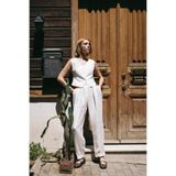 Sateen Salaş Keten Pantolon, 36, STN139KPA1818, Ekru, Kadın