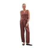 Sateen Salaş Keten Pantolon, 36, STN139KPA1818, Kahve, Kadın
