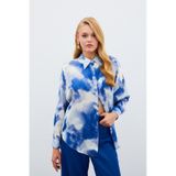 Sateen Salaş Uzun Gömlek - Sax Mavi-135003 Sax Mavi Saks