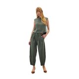 Sateen Şalvar Kesim Pantolon, 36, STN139KPA1870, Haki, Kadın