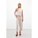 Sateen Şalvar Kesim Pantolon - Taş