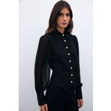 Sateen ŞİFON KOLLU ÇITÇITLI GÖMLEK