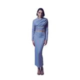 Sateen Simli Midi Etek, 36, STN139KET1656, GÜMÜŞ, Kadın