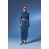 Sateen Simli Midi Etek - ANTRASİT