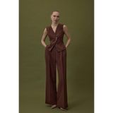 Sateen Sofia Palazzo Pantolon, 36, STN139KPA2109, Kahve, Kadın