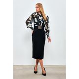 Sateen-Toka Detaylı Kalem Etek - Siyah - 36