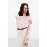 Sateen Transparan Dantel Bluz, 40, STN139KBL2107, Bej, Kadın