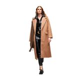 Sateen Uzun Buklet Kaban - Camel