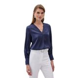 Sateen V Yaka Saten Bluz Bebe Mavi, STN139KBL871