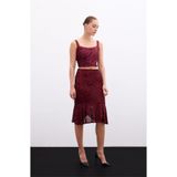 Sateen Volanlı Pul Payetli Etek, 20KET139K302