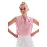 Sateen Yaka Detaylı Saten Bluz, 42, STN139KBL1138, Pembe, Kadın