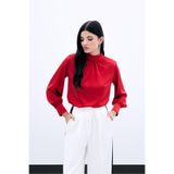 Sateen Yaka Detaylı Saten Bluz, STN139KBL874