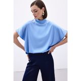 Sateen Yarasa Kol Salaş Bluz - Bebe Mavi