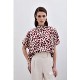 Sateen Yarasa Kol Salaş Bluz - Bej-Bordo