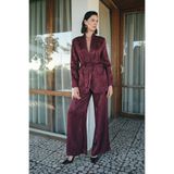 Sateen Yılan Desenli Pantolon, 38, STN139KPA1887, Bordo, Kadın