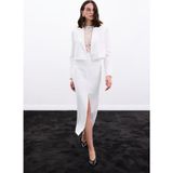 Sateen Yırtmaçlı Midi Etek - Ekru - 42