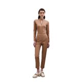 Sateen Yüksek Bel Deri Pantolon, 40, STN139KPA1616, Camel, Kadın