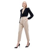 Sateen Yüksek Bel Klasik Pantolon, 38, STN139KPA1769, Bej, Kadın