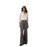 Sateen Yüksek Bel Leopar Pantolon Siyah, 36, STN139KPA1593, Kadın