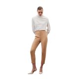 Sateen Yüksek Bel Pantolon, 36, STN139KPA658, Camel, Kadın