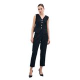 Sateen Yüksek Bel Pensli Pantolon, 36, STN139KPA1694, Siyah, Kadın